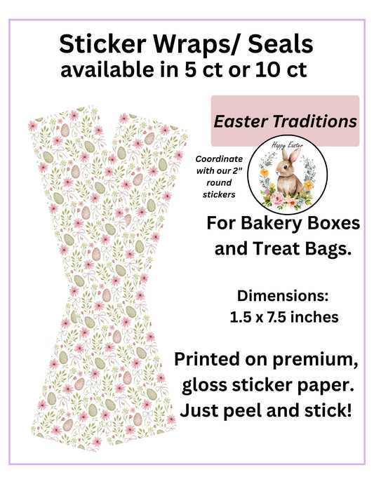 Sticker Strips- Baking Box Seals - Festive Treat Decor (5 or 10 pk)