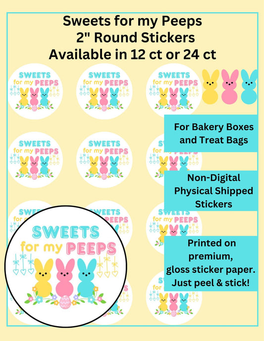 Baking decor 2 inch stickers- choose your favorite Design- 12 Count or 24 Count