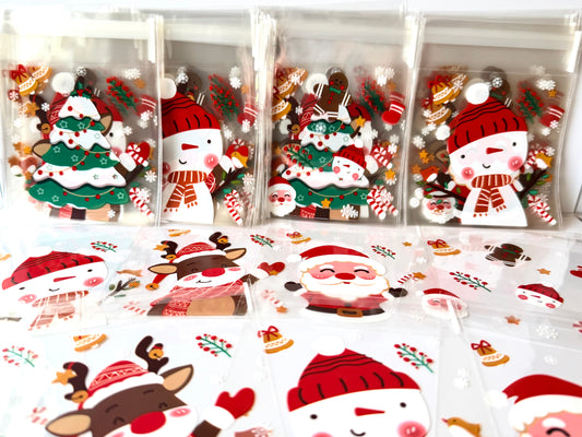 100 count resealable holiday design cookie bags 4" x 4"