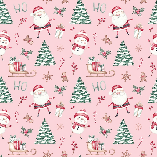Pink Christmas Design 8" x 8" Food Safe Greaseproof Paper