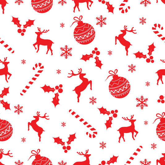 Red and White Christmas Design 8" x 8" Food Safe Greaseproof Paper